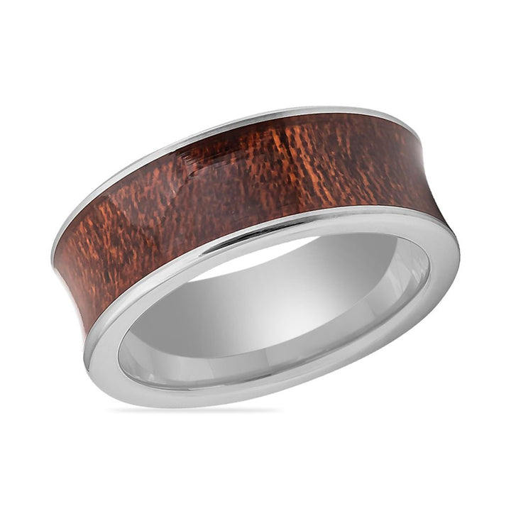 VANISH | Silver Tungsten Ring, Natural Rosewood Inlay, Concave - Rings - Aydins Jewelry - 2