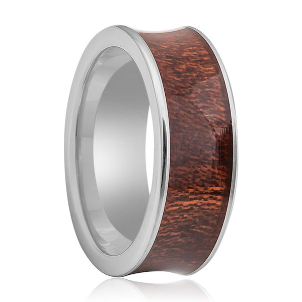 VANISH | Silver Tungsten Ring, Natural Rosewood Inlay, Concave - Rings - Aydins Jewelry - 1