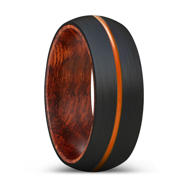 VATALITY | Snake Wood, Black Tungsten Ring, Orange Groove, Domed - Rings - Aydins Jewelry - 1