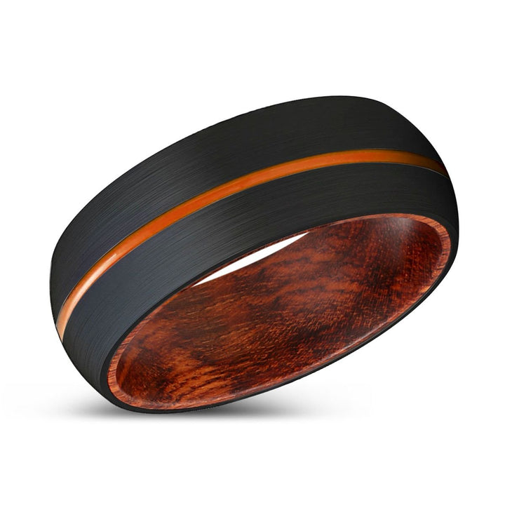 VATALITY | Snake Wood, Black Tungsten Ring, Orange Groove, Domed - Rings - Aydins Jewelry - 2