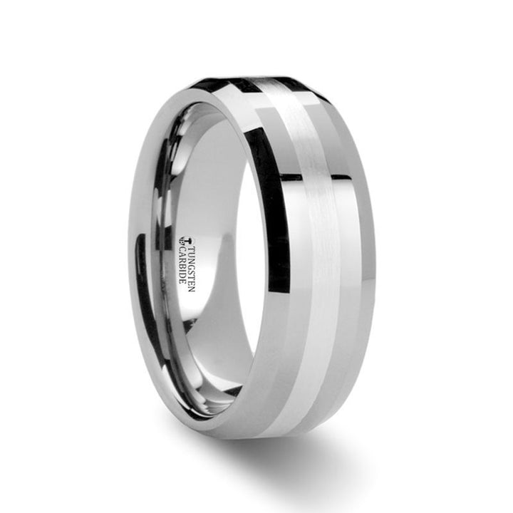 VECTOR | Tungsten Ring Silver Inlay - Aydins Jewelry