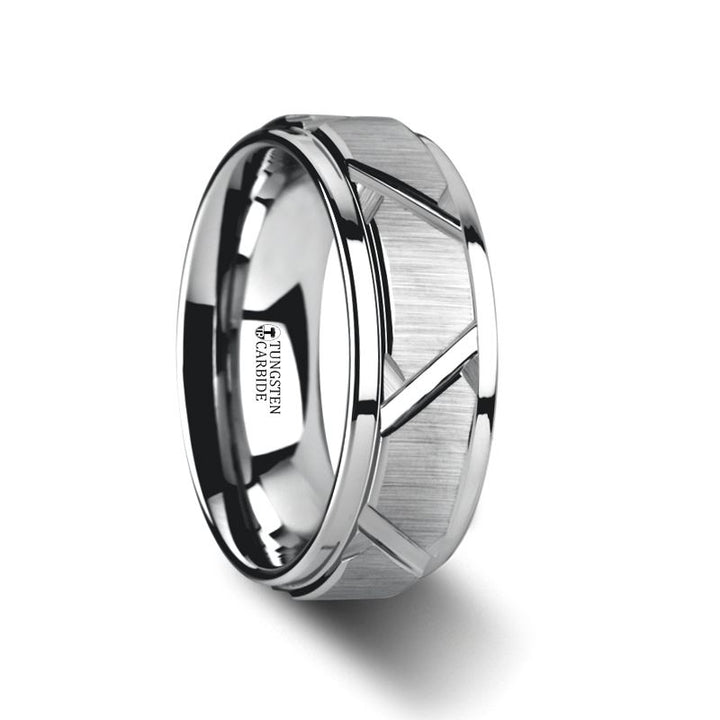 VESTIGE | Tungsten Ring Triangle Angle Grooves - Rings - Aydins Jewelry - 1