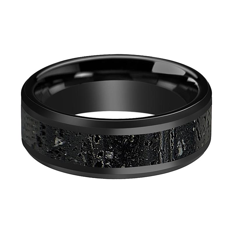 VESUVIUS Black Ceramic men's wedding band, image 2