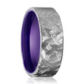 VIKING | Purple Ring, Silver Titanium Ring, Hammered, Flat - Rings - Aydins Jewelry - 1