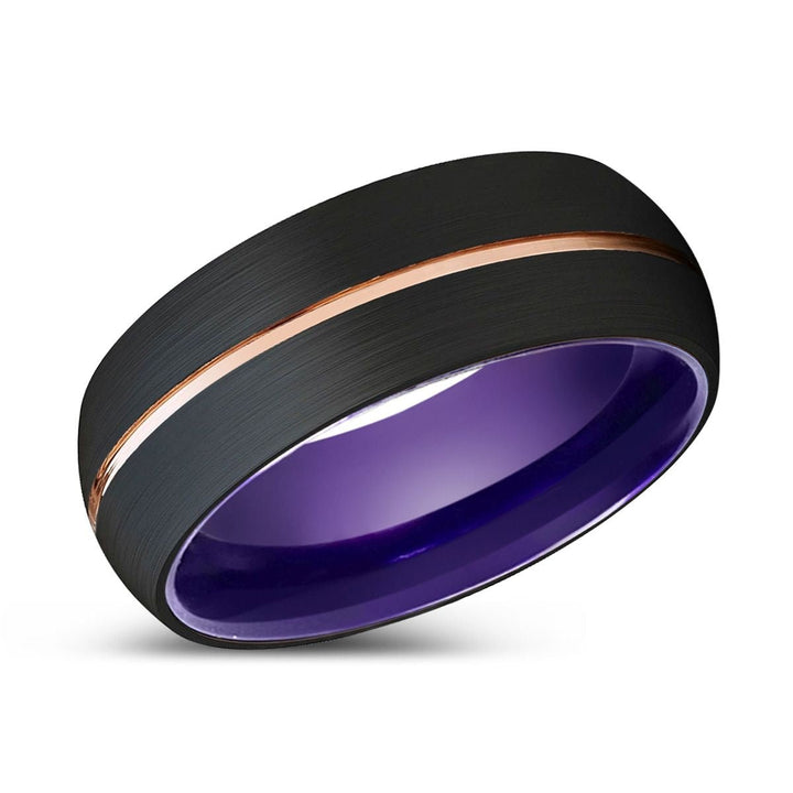 VINTAGE | Purple Ring, Black Tungsten Ring, Rose Gold Groove, Domed - Rings - Aydins Jewelry - 2
