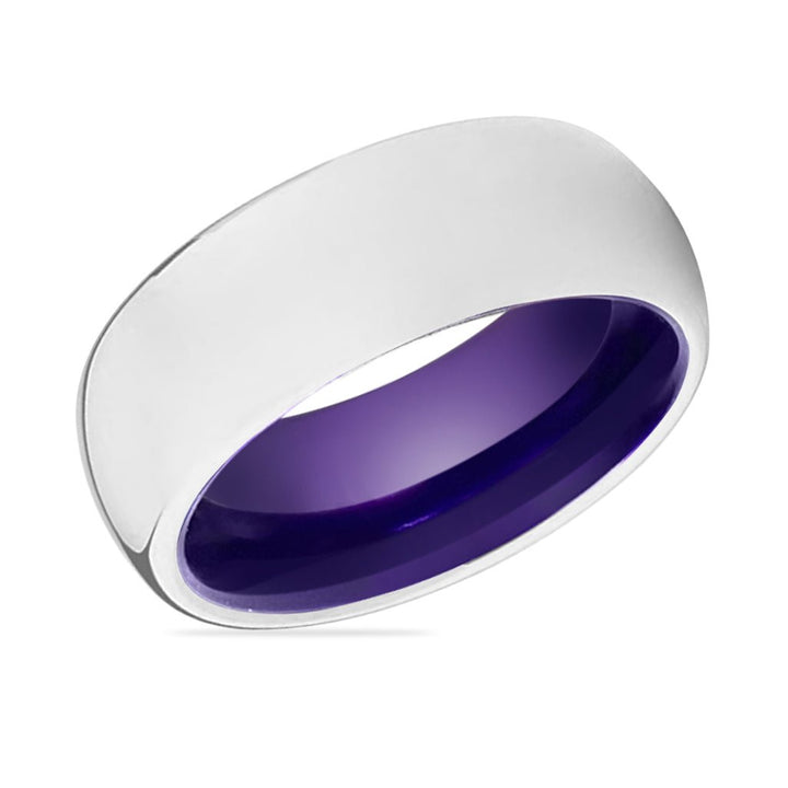 VIOLA | Purple Ring, Silver Tungsten Ring, Shiny, Domed - Rings - Aydins Jewelry - 2
