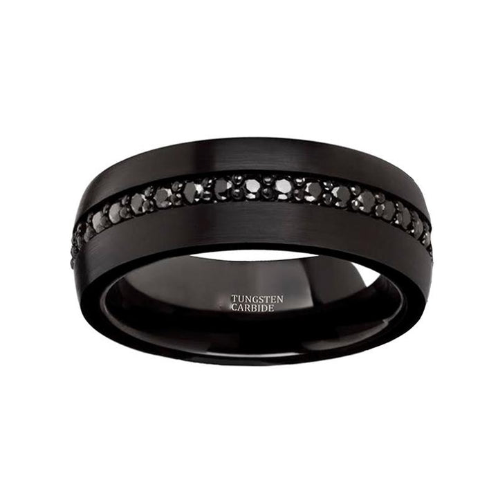 VISHNU | Tungsten Ring Black Sapphires Inlay - Rings - Aydins Jewelry - 2