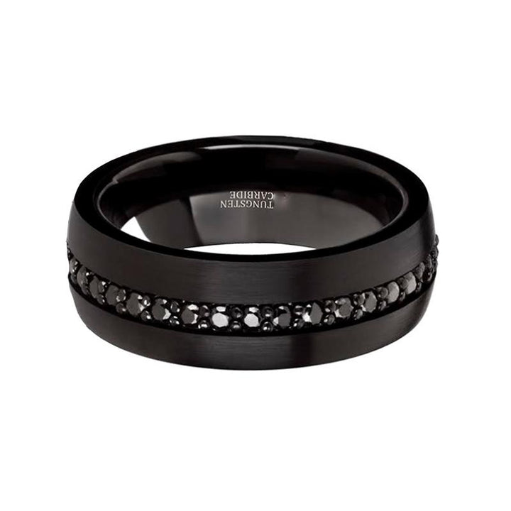 VISHNU | Tungsten Ring Black Sapphires Inlay - Rings - Aydins Jewelry - 3