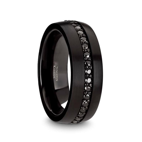 VISHNU | Tungsten Ring Black Sapphires Inlay