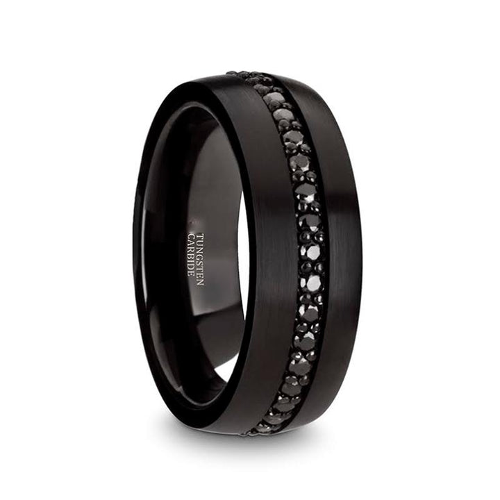 VISHNU | Tungsten Ring Black Sapphires Inlay - Rings - Aydins Jewelry - 1