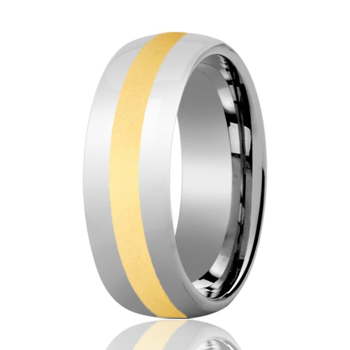 VISIONARY | Tungsten Ring Yellow Gold Shiny Center - Rings - Aydins Jewelry - 4