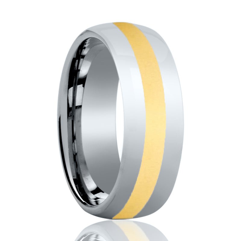 VISIONARY | Tungsten Ring Yellow Gold Shiny Center