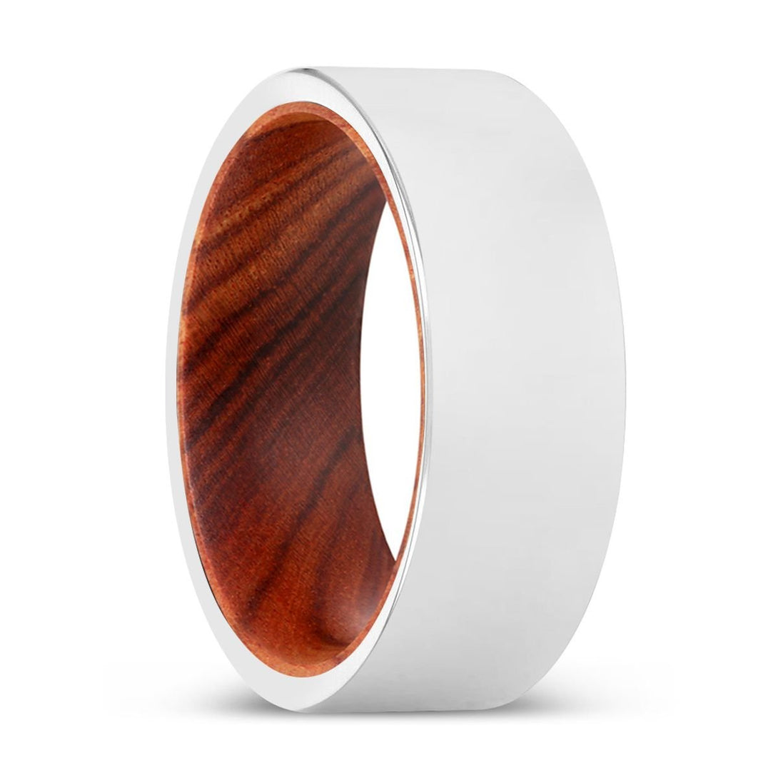 WALTON | IRON Wood, Silver Tungsten Ring, Shiny, Flat - Rings - Aydins Jewelry - 1