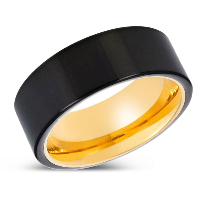 WARCESTER | Gold Ring, Black Tungsten Ring, Shiny, Flat - Rings - Aydins Jewelry - 2