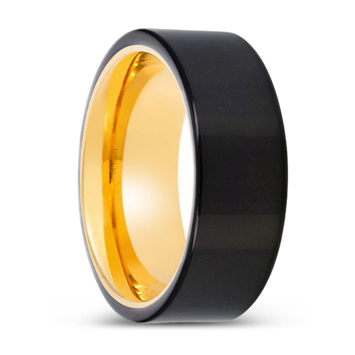 WARCESTER | Gold Ring, Black Tungsten Ring, Shiny, Flat - Rings - Aydins Jewelry - 1