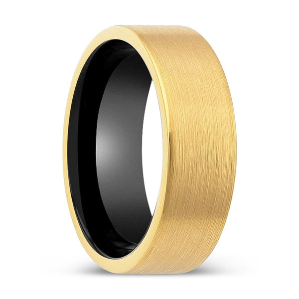 WAVEMEET | Black Ring, Gold Tungsten Ring, Brushed, Flat - Rings - Aydins Jewelry - 1