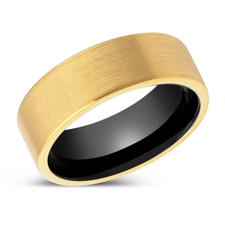 WAVEMEET | Black Ring, Gold Tungsten Ring, Brushed, Flat - Rings - Aydins Jewelry - 2
