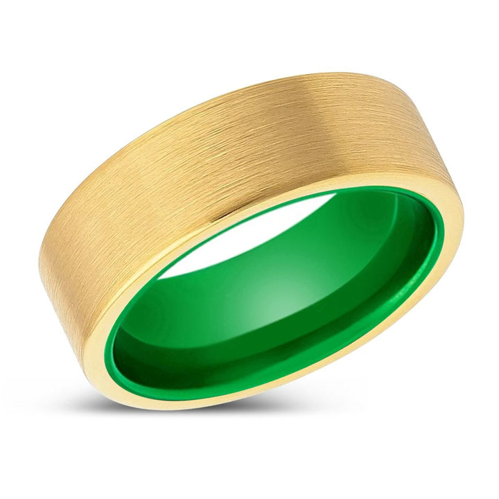 WELLSPRING | Green Ring, Gold Tungsten Ring, Brushed, Flat - Rings - Aydins Jewelry - 2