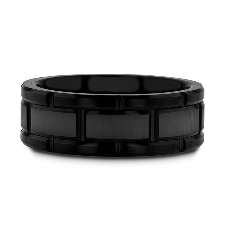 WINDSOR | Black Tungsten Ring Alternating Grooves - Rings - Aydins Jewelry - 3