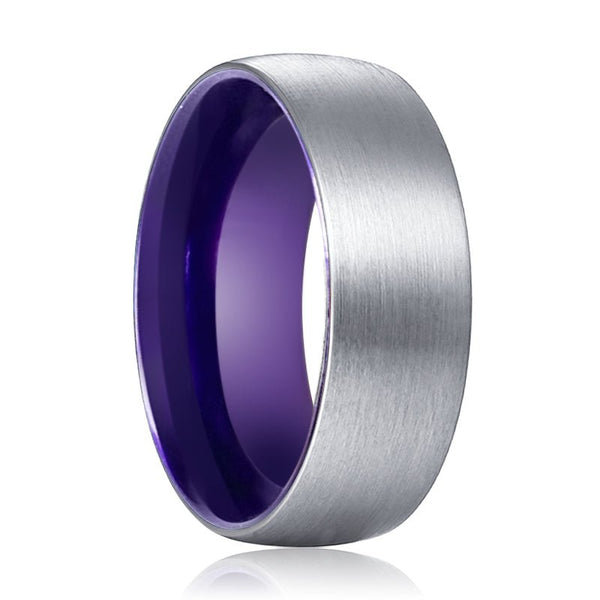 WISTERIA | Purple Ring, Silver Tungsten Ring, Brushed, Domed - Rings - Aydins Jewelry
