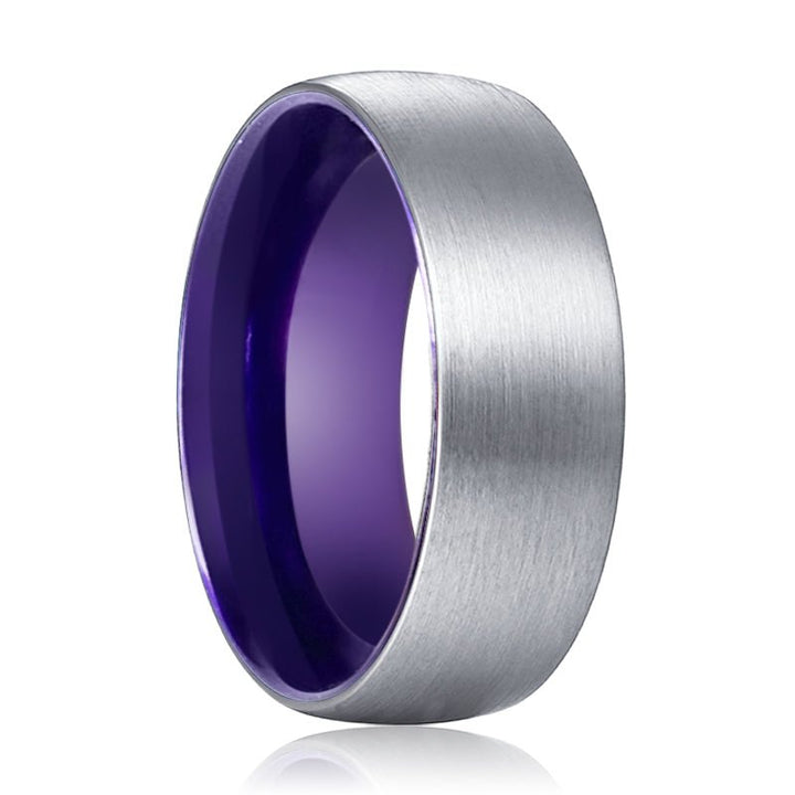 WISTERIA | Purple Ring, Silver Tungsten Ring, Brushed, Domed - Rings - Aydins Jewelry - 1