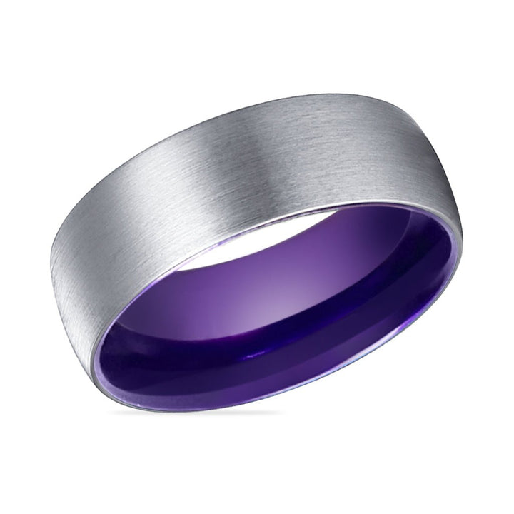 WISTERIA | Purple Ring, Silver Tungsten Ring, Brushed, Domed - Rings - Aydins Jewelry - 2