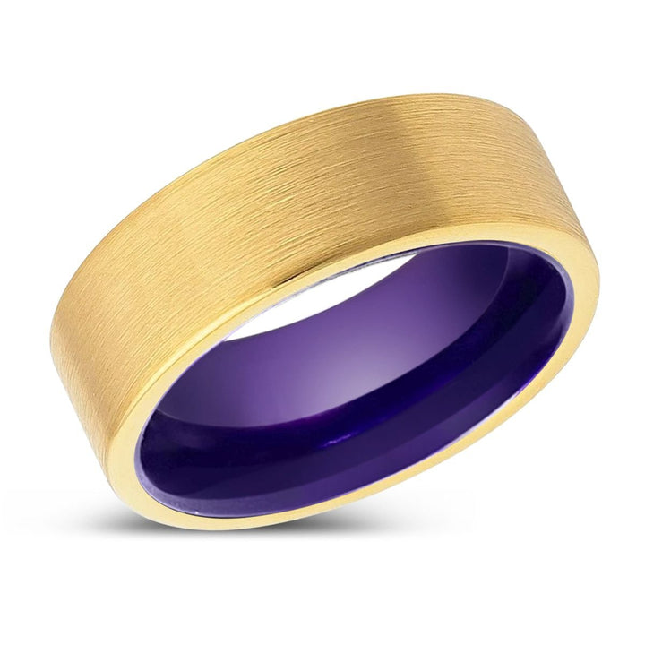 WOLFDEN | Purple Ring, Gold Tungsten Ring, Brushed, Flat - Rings - Aydins Jewelry - 2