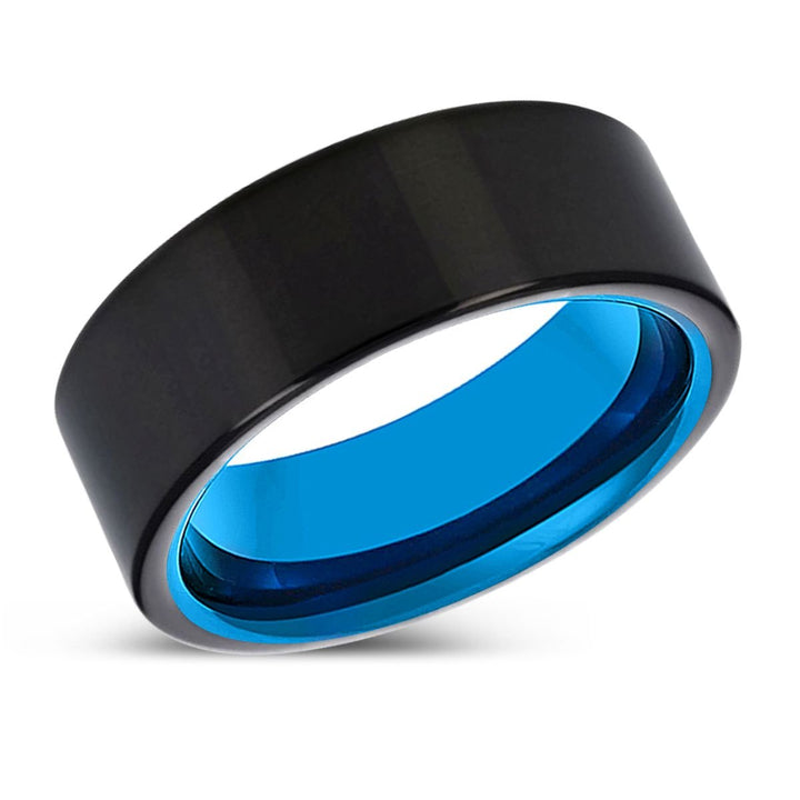 WOLFORD | Blue Tungsten Ring, Black Tungsten Ring, Shiny, Flat - Rings - Aydins Jewelry - 2