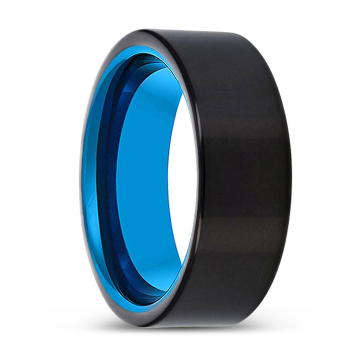 WOLFORD | Blue Tungsten Ring, Black Tungsten Ring, Shiny, Flat - Rings - Aydins Jewelry - 1