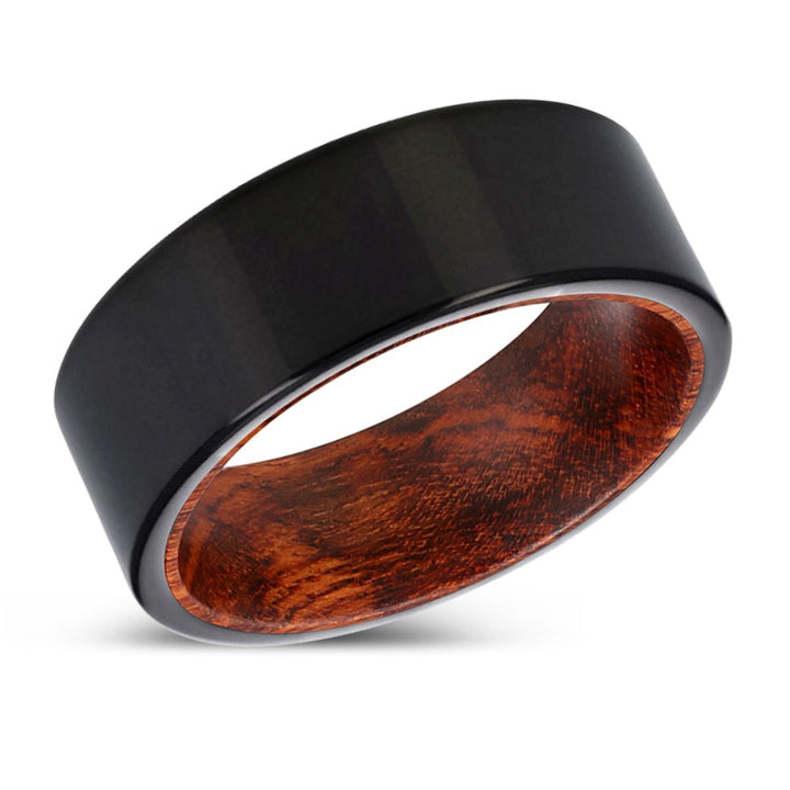 WOOLEY | Snake Wood, Black Tungsten Ring, Shiny, Flat - Rings - Aydins Jewelry - 2