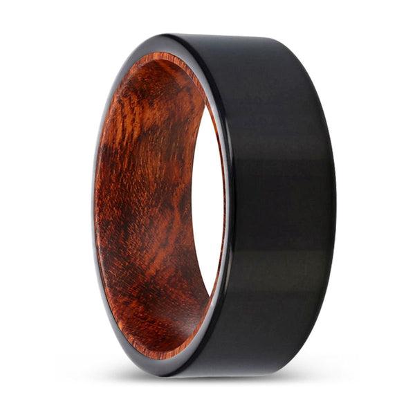 WOOLEY | Snake Wood, Black Tungsten Ring, Shiny, Flat - Rings - Aydins Jewelry - 1