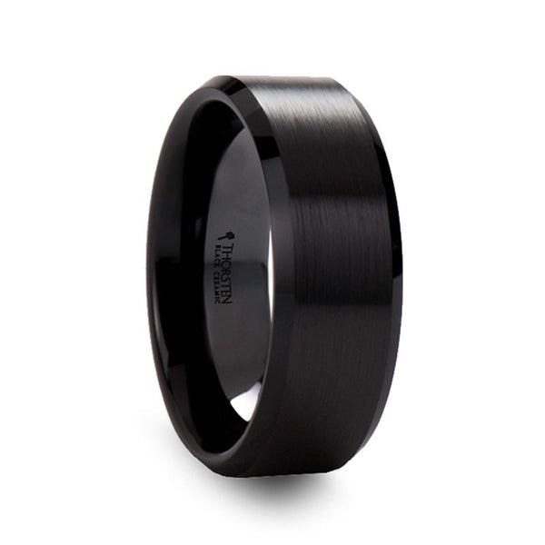 YORKSHIRE | Black Ceramic Ring Brushed Finish - Rings - Aydins Jewelry