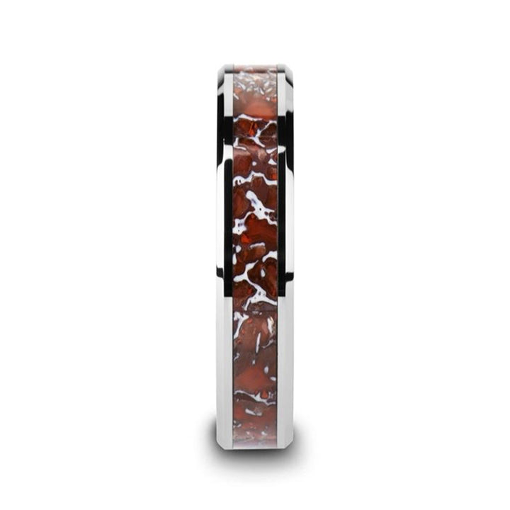 ZAHRAX | Tungsten Ring Red Dinosaur Bone Inlay - Rings - Aydins Jewelry - 4