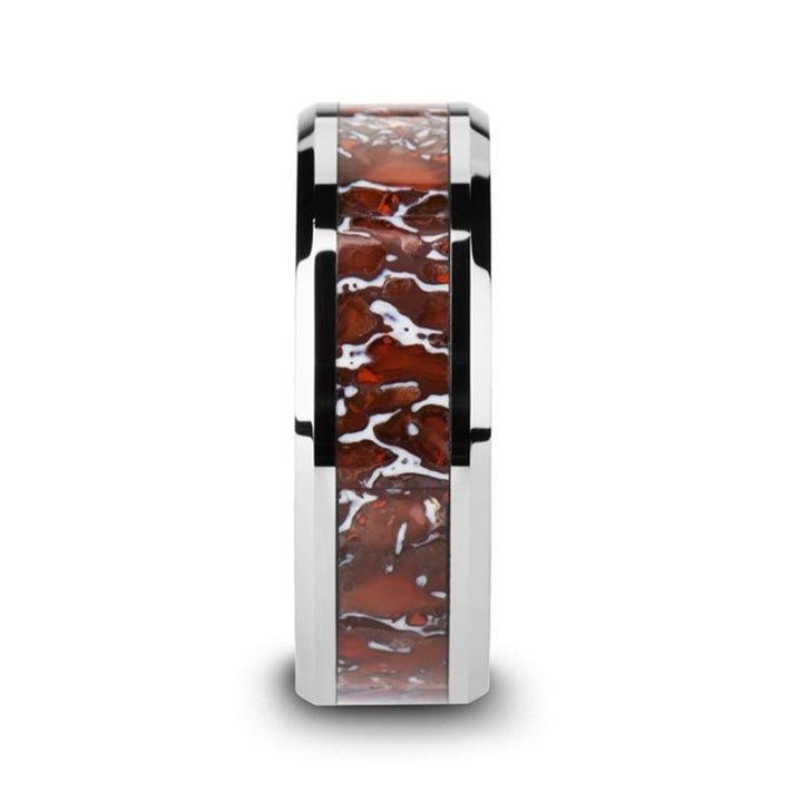 ZAHRAX | Tungsten Ring Red Dinosaur Bone Inlay - Rings - Aydins Jewelry - 3