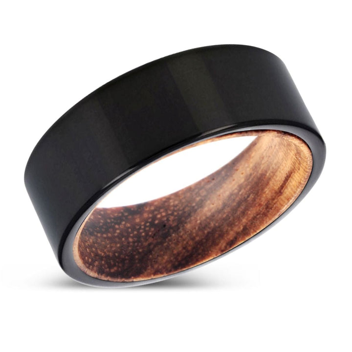 ZENON | Zebra Wood, Black Tungsten Ring, Shiny, Flat - Rings - Aydins Jewelry - 2