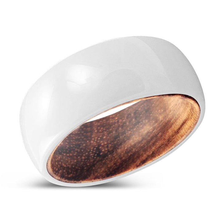 ZEST | Zebra Wood, White Ceramic Ring, Domed - Rings - Aydins Jewelry - 2