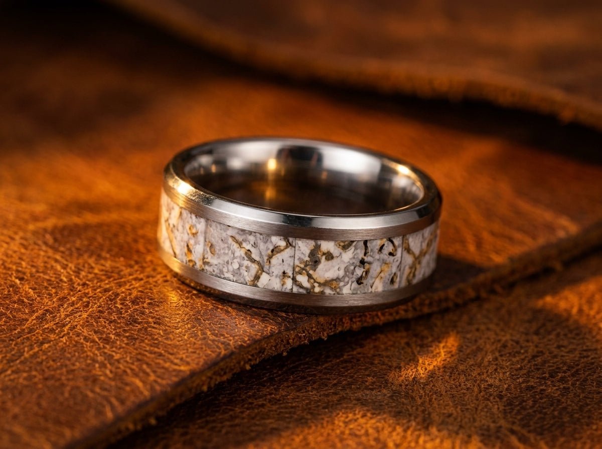Dinosaur bone wedding band