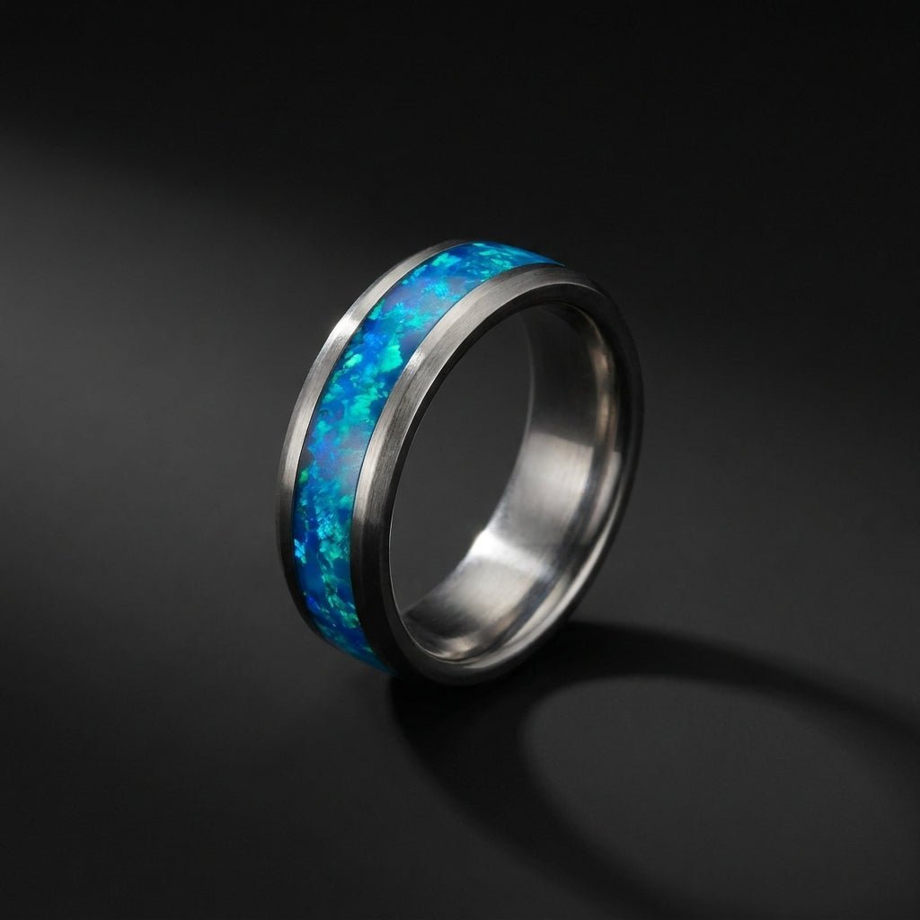 Luxury stone inlay wedding band